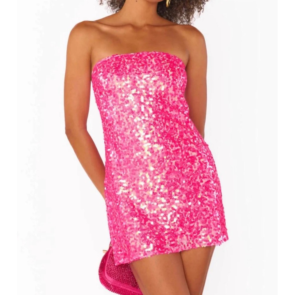 Show Me Your‎ Mumu Sequin Mini On My Way Dress Small Hot Pink Strapless Hoco - Picture 16 of 16